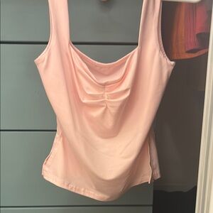 SHEIN Pink Ruched Sleeveless Fitted Tank Top